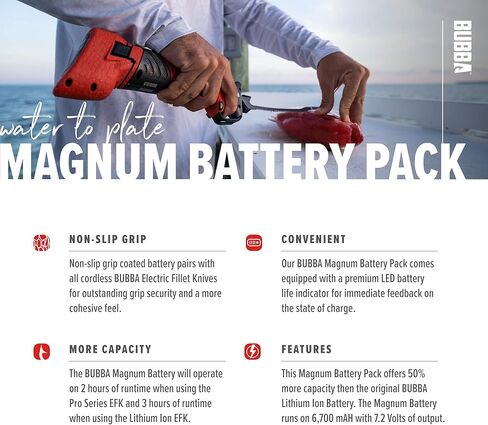 حزمة BUBBA Magnum Lithium Ion Pack - بطارية إضافية أو بديلة لسكين فيليه كهربائي - سعة أكبر بنسبة 50% in Kuwait