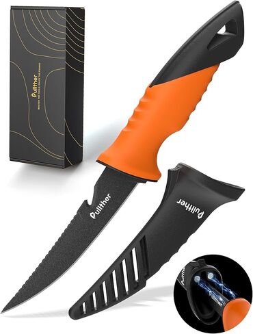 7 Inch Fillet Knife for fish,Fillet Knives with Magnetic Protective Sheath,Stainless Steel with Corrosion Resistant Coated Fishing Gear in Kuwait