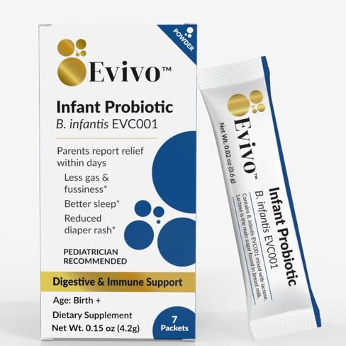 Evivo Award Winning Probiotic Powder for Infants | Ages 0-36 Months | Helps with Colic Symptoms, Gas, Stools & Fussiness | Tasteless Powder | 7pack - 1 Week | 8 Billion CFU in Saudi Arabia