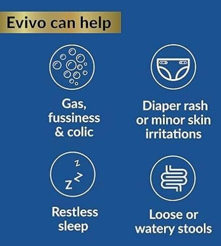 Evivo Award Winning Probiotic Powder for Infants | Ages 0-36 Months | Helps with Colic Symptoms, Gas, Stools & Fussiness | Tasteless Powder | 7pack - 1 Week | 8 Billion CFU in Saudi Arabia