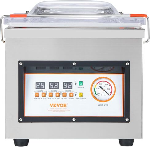 VEVOR Chamber Vacuum Sealer، قوة الختم 320W، آلة تعبئة الفراغ للأطعمة الرطبة واللحوم والمخللات وأكثر من ذلك، حجم صغير بطول إغلاق 12.6 بوصة، مطبق في المطبخ المنزلي والاستخدام التجاري in Saudi Arabia