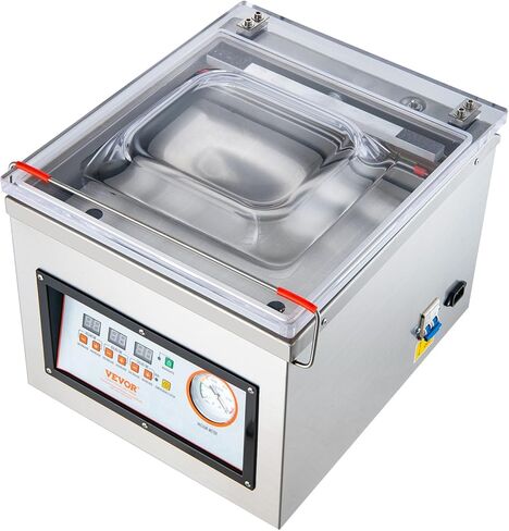 VEVOR Chamber Vacuum Sealer، قوة الختم 320W، آلة تعبئة الفراغ للأطعمة الرطبة واللحوم والمخللات وأكثر من ذلك، حجم صغير بطول إغلاق 12.6 بوصة، مطبق في المطبخ المنزلي والاستخدام التجاري in Saudi Arabia