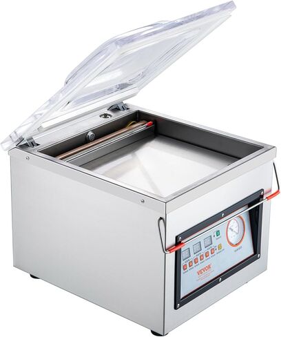 VEVOR Chamber Vacuum Sealer، قوة الختم 320W، آلة تعبئة الفراغ للأطعمة الرطبة واللحوم والمخللات وأكثر من ذلك، حجم صغير بطول إغلاق 12.6 بوصة، مطبق في المطبخ المنزلي والاستخدام التجاري in Saudi Arabia