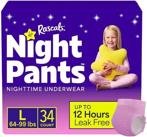 سروال Rascals + Friends Night، ملابس داخلية ماصة للتبول اللاإرادي أثناء الليل للفتيات، (M/L، 34، العدد) in Kuwait