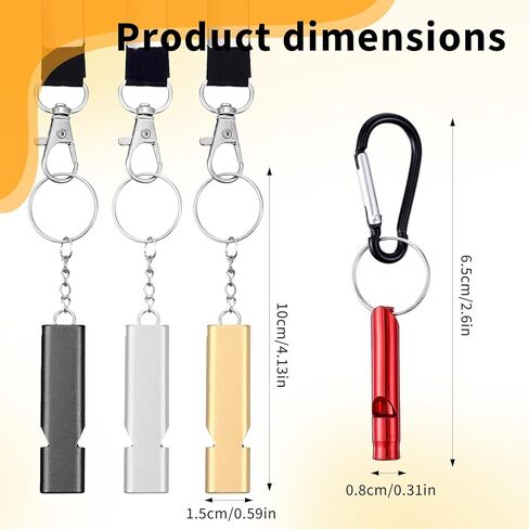 6 Pcs Emergency Whistle Set Double-Tube Camping Whistles Aluminum Keychain Whistle Loud Blast Hiking Whistles with Lanyard Carabiners for Adults Coaching Boating Hunting Camping in Saudi Arabia