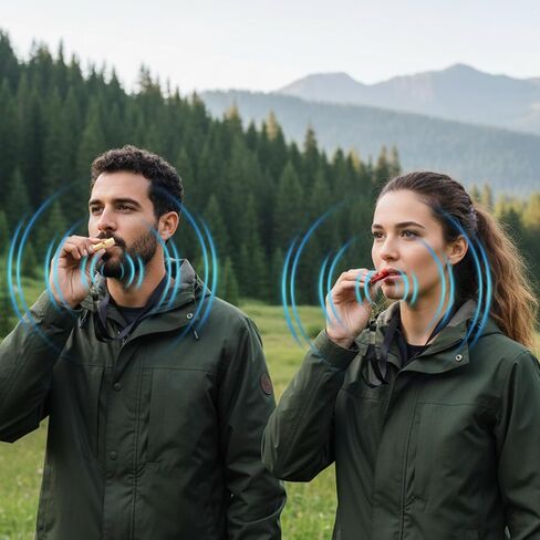 6 Pcs Emergency Whistle Set Double-Tube Camping Whistles Aluminum Keychain Whistle Loud Blast Hiking Whistles with Lanyard Carabiners for Adults Coaching Boating Hunting Camping in Saudi Arabia