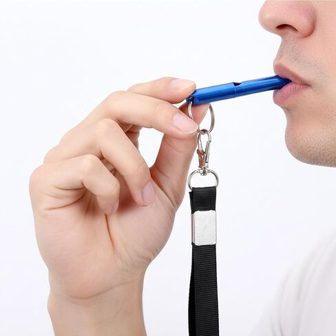 6 Pcs Emergency Whistle Set Double-Tube Camping Whistles Aluminum Keychain Whistle Loud Blast Hiking Whistles with Lanyard Carabiners for Adults Coaching Boating Hunting Camping in Saudi Arabia