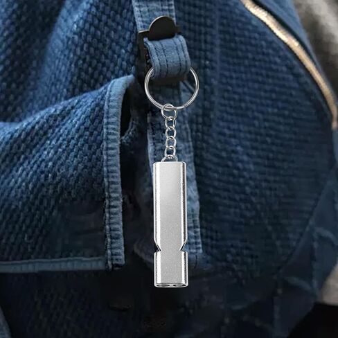 2 Pcs Whistles Emergency, High Pitch Double Tubes Whistle with Keychain, Sliver in Saudi Arabia