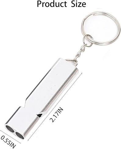 2 Pcs Whistles Emergency, High Pitch Double Tubes Whistle with Keychain, Sliver in Saudi Arabia