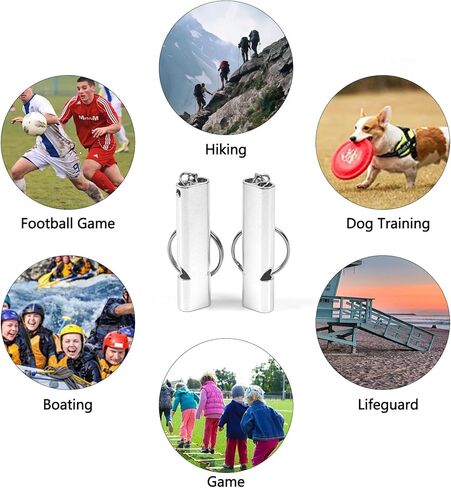 2 Pcs Whistles Emergency, High Pitch Double Tubes Whistle with Keychain, Sliver in Saudi Arabia