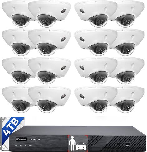 ONWOTE 16 Channel Security Camera System, Face Recognition & AcuSearch, 2 Way Audio, Smart AI Color Night, 16x 5MP 30FPS Vandal Proof PoE IP Cameras,16CH 6K 4K 12MP Commercial NVR, Total 1280ft Cables in Saudi Arabia