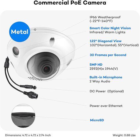 ONWOTE 16 Channel Security Camera System, Face Recognition & AcuSearch, 2 Way Audio, Smart AI Color Night, 16x 5MP 30FPS Vandal Proof PoE IP Cameras,16CH 6K 4K 12MP Commercial NVR, Total 1280ft Cables in Saudi Arabia