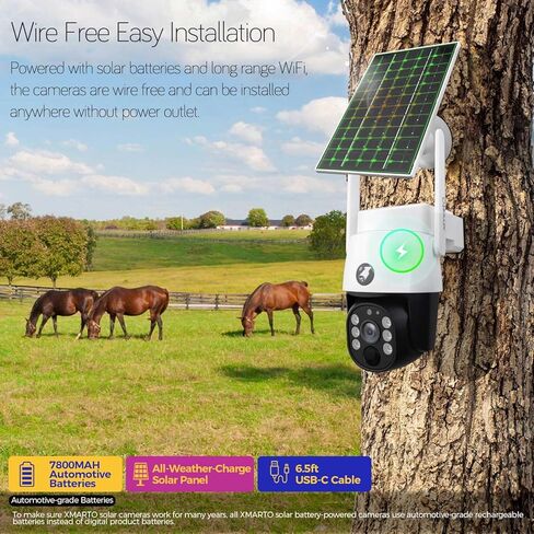 xmartO 10CH 8-CAM 4MP QHD Solar Battery PTZ Security Camera System, Solar Outdoor/Indoor WiFi Camera, 5G 10CH 4K H.265 Long Range WiFi 6 Surveillance DVR NVR Kit (Pole/Tree/Wall/Ceiling Installation) in Saudi Arabia