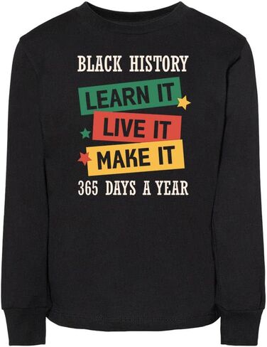 تي شيرت Learn it Live it Make it Black History للأطفال الصغار بأكمام طويلة in Kuwait