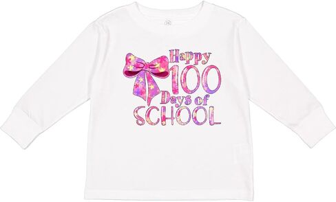 تي شيرت Inktastic Happy 1 Hundred Day of School - تي شيرت طويل الأكمام للأطفال الصغار in Kuwait