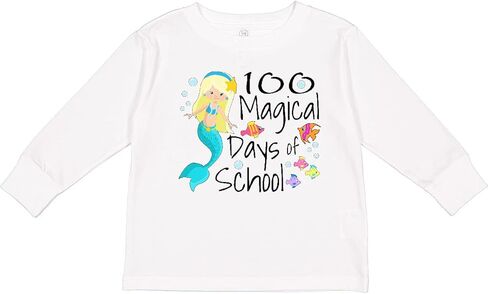تي شيرت Inktastic 100 Magical Days of School باللون الأزرق بأكمام طويلة للأطفال الصغار in Kuwait