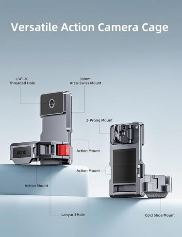 حامل تثبيت مغناطيسي من llano متوافق مع DJI Osmo Pocket 3، جيب ألومنيوم 3 ملحقات محول مشبك مع مغناطيس قوي، زاوية قابلة للتعديل 180 درجة، حذاء بارد وخيط 1/4 بوصة لسطح المكتب in Kuwait