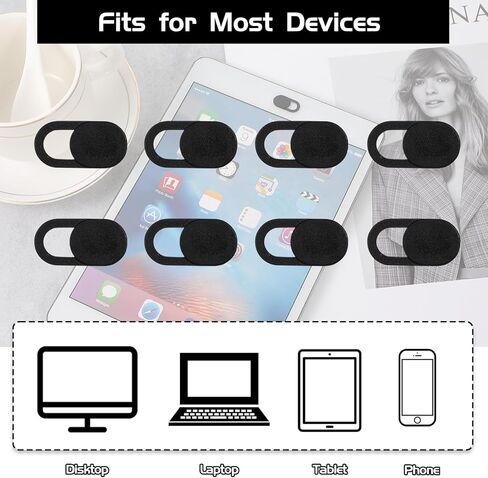 50 PCS Webcam Cover Slide, 0.023 Inch Ultra-Thin Universal Web Camera Cover for Laptop, Computer, Phone–Secure Privacy with Smooth-Sliding Camera Cover(Black) in Saudi Arabia
