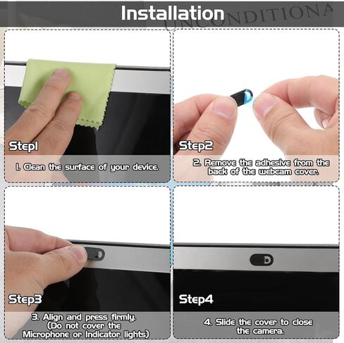 50 PCS Webcam Cover Slide, 0.023 Inch Ultra-Thin Universal Web Camera Cover for Laptop, Computer, Phone–Secure Privacy with Smooth-Sliding Camera Cover(Black) in Saudi Arabia