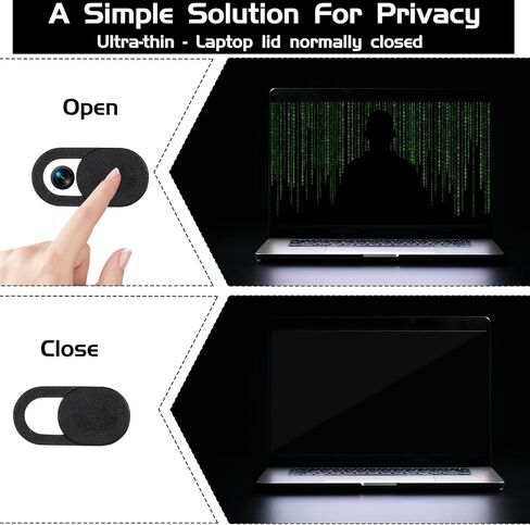 50 PCS Webcam Cover Slide, 0.023 Inch Ultra-Thin Universal Web Camera Cover for Laptop, Computer, Phone–Secure Privacy with Smooth-Sliding Camera Cover(Black) in Saudi Arabia