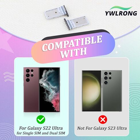 2PCS SIM Card Tray for Samsung Galaxy S22 Ultra 5G SIM Card Slot Holder Replacement for Samsung S22 Ultra 5G SM-S908U S908U1 with Open Eject Pin in Kuwait