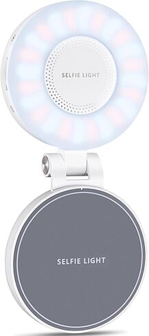 ضوء سيلفي LED مغناطيسي محمول، ضوء حلقة محمول قابل لإعادة الشحن للهاتف، ضوء حلقة سيلفي مع مرآة للهاتف قابل للطي، مكياج فيديو مباشر، ملء مدونة فيديو باللون الأبيض الفاتح in Kuwait