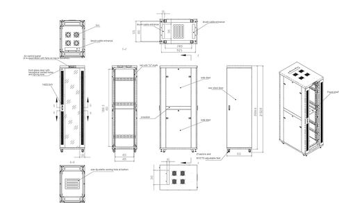 Sysracks Server Rack 42U حاوية الشبكة خزانة البيانات حامل الخادم العميق - النظام الحراري - 4 مراوح تبريد - شريط طاقة 8 اتجاهات - الرف - العجلات - مداخل الكابلات محكمة الغبار - شاشة LCD in Saudi Arabia