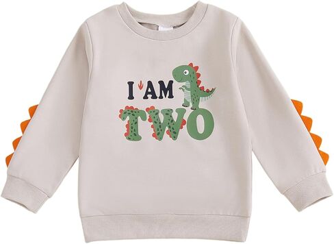 Dcohmch Second/2nd Birthday Outfit Girl Boy Dinosaur I’M Two Print Sweatshirt 2 Year Old Toddler Baby Shirt in Saudi Arabia
