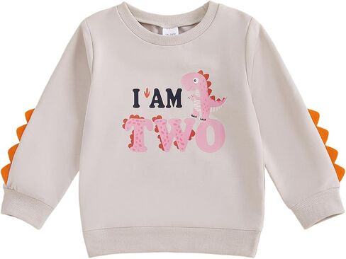 Dcohmch Second/2nd Birthday Outfit Girl Boy Dinosaur I’M Two Print Sweatshirt 2 Year Old Toddler Baby Shirt in Saudi Arabia