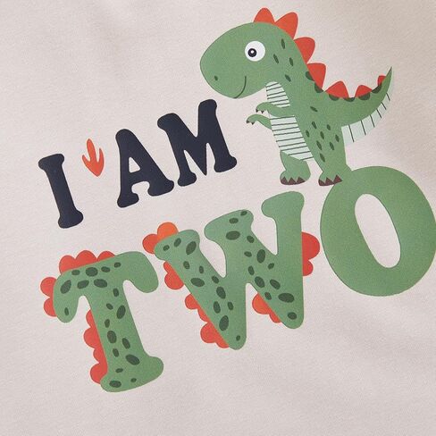 Dcohmch Second/2nd Birthday Outfit Girl Boy Dinosaur I’M Two Print Sweatshirt 2 Year Old Toddler Baby Shirt in Saudi Arabia