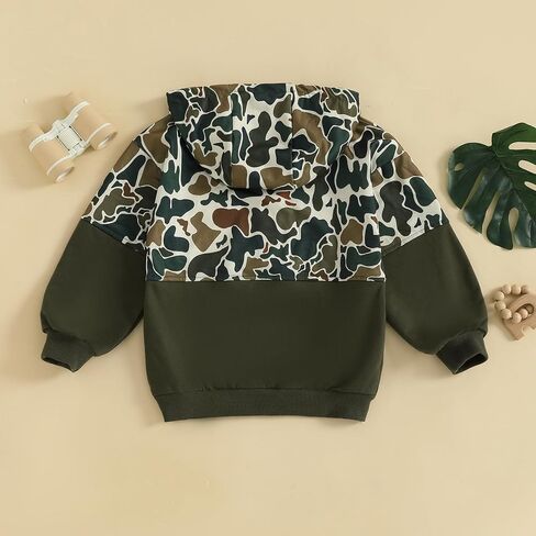 Toddler Baby Boy Camo Hoodie Half Zip-up Outfits Kids Hunting Camoflage Bottomland Long Sleeve Hooded Sweatshirt in Saudi Arabia