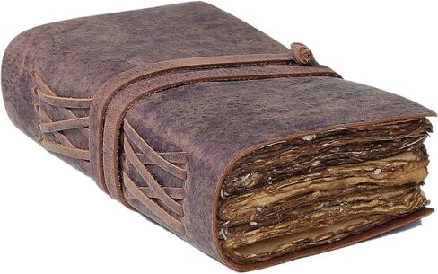 Handmade Vintage Leather Journal 8x6 Inch – Antique Deckle Edge Paper Notebook, Rustic Travel Diary for Writing, Sketching & Gifting – Refillable Leather Bound Notebook for Men & Women (8 x 6 Inch, Vintage Brown) in Saudi Arabia