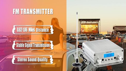 15W Long Range FM Broadcast Transmitter for Drive-in Movie, Church Parking Lot, Lights Fireworks Show,Fireworks Display,School, Supermarket Events with 3.5mm Mic Jack in Saudi Arabia
