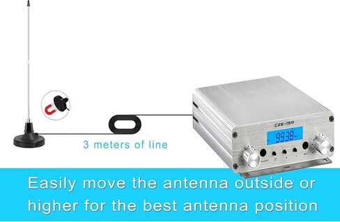 15W Long Range FM Broadcast Transmitter for Drive-in Movie, Church Parking Lot, Lights Fireworks Show,Fireworks Display,School, Supermarket Events with 3.5mm Mic Jack in Saudi Arabia