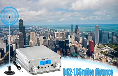 15W Long Range FM Broadcast Transmitter for Drive-in Movie, Church Parking Lot, Lights Fireworks Show,Fireworks Display,School, Supermarket Events with 3.5mm Mic Jack in Saudi Arabia