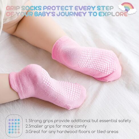 Baby Toddler Non-slip Socks Boys Girls Cotton Socks with Grips Multiple Pack Cute Ankle Cartoon Sock 6M-7Years in Saudi Arabia