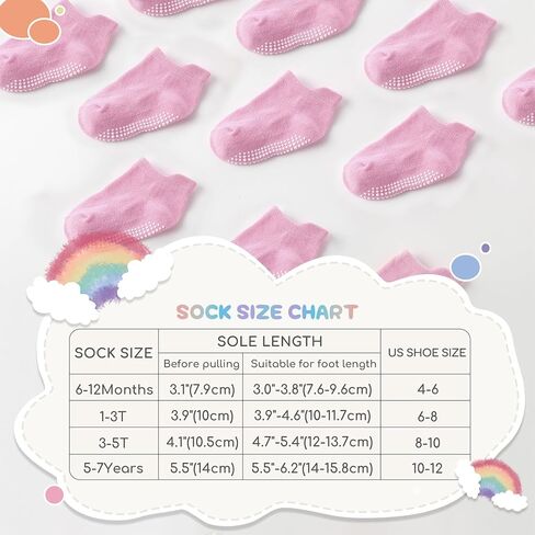 Baby Toddler Non-slip Socks Boys Girls Cotton Socks with Grips Multiple Pack Cute Ankle Cartoon Sock 6M-7Years in Saudi Arabia