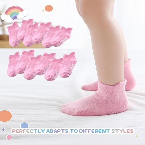 Baby Toddler Non-slip Socks Boys Girls Cotton Socks with Grips Multiple Pack Cute Ankle Cartoon Sock 6M-7Years in Saudi Arabia