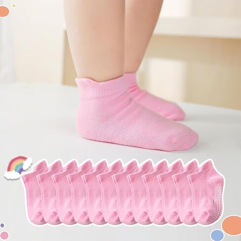 Baby Toddler Non-slip Socks Boys Girls Cotton Socks with Grips Multiple Pack Cute Ankle Cartoon Sock 6M-7Years in Saudi Arabia