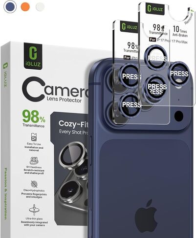 مجموعة من قطعتين من واقي عدسة الكاميرا المضادة للانعكاس لهاتف iPhone 15 Pro/15 Pro Max من iGluz - زجاج مقسى رفيع للغاية مضاد للضباب، صينية تركيب بخطوة واحدة، امتصاص قوي، مقاوم للكسر والخدش بدرجة 9H، تيتانيوم أسود in Saudi Arabia