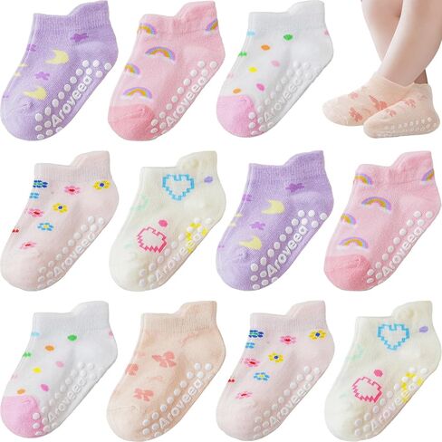 Baby Toddler Non-slip Socks Boys Girls Cotton Socks with Grips Multiple Pack Cute Ankle Cartoon Sock 6M-7Years in Saudi Arabia