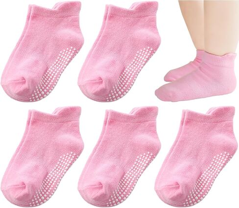 Baby Toddler Non-slip Socks Boys Girls Cotton Socks with Grips Multiple Pack Cute Ankle Cartoon Sock 6M-7Years in Saudi Arabia