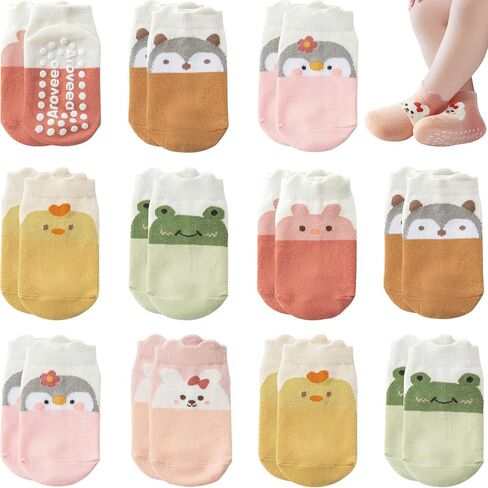 Baby Toddler Non-slip Socks Boys Girls Cotton Socks with Grips Multiple Pack Cute Ankle Cartoon Sock 6M-7Years in Saudi Arabia