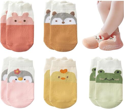 Baby Toddler Non-slip Socks Boys Girls Cotton Socks with Grips Multiple Pack Cute Ankle Cartoon Sock 6M-7Years in Saudi Arabia