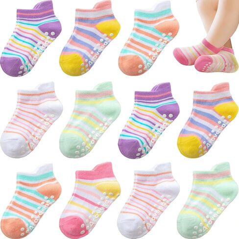 Baby Toddler Non-slip Socks Boys Girls Cotton Socks with Grips Multiple Pack Cute Ankle Cartoon Sock 6M-7Years in Saudi Arabia