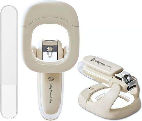Baby Nail Clipper & File with LED Light, Fingernail Cutter with Catcher for Newborn, Infants & Toddlers- Magnifier for Ultra Visibility, Baby Essentials Nail Trimmer (White) in Kuwait