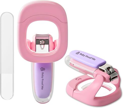 Baby Nail Clipper & File with LED Light, Fingernail Cutter with Catcher for Newborn, Infants & Toddlers- Magnifier for Ultra Visibility, Baby Essentials Nail Trimmer (White) in Saudi Arabia