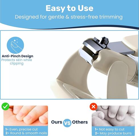 Baby Nail Clipper & File with LED Light, Fingernail Cutter with Catcher for Newborn, Infants & Toddlers- Magnifier for Ultra Visibility, Baby Essentials Nail Trimmer (White) in Saudi Arabia
