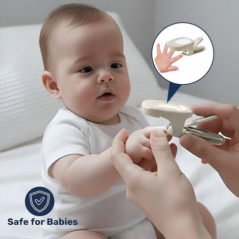 Baby Nail Clipper & File with LED Light, Fingernail Cutter with Catcher for Newborn, Infants & Toddlers- Magnifier for Ultra Visibility, Baby Essentials Nail Trimmer (White) in Saudi Arabia
