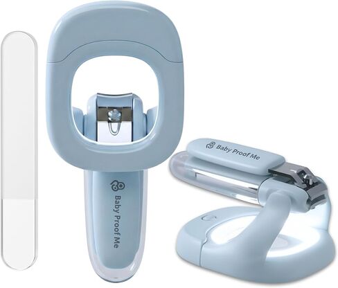 Baby Nail Clipper & File with LED Light, Fingernail Cutter with Catcher for Newborn, Infants & Toddlers- Magnifier for Ultra Visibility, Baby Essentials Nail Trimmer (White) in Saudi Arabia